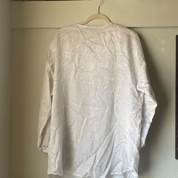 Vintage Trimmings cream long sleeve button down floral tunic top - Picture 7 of 7